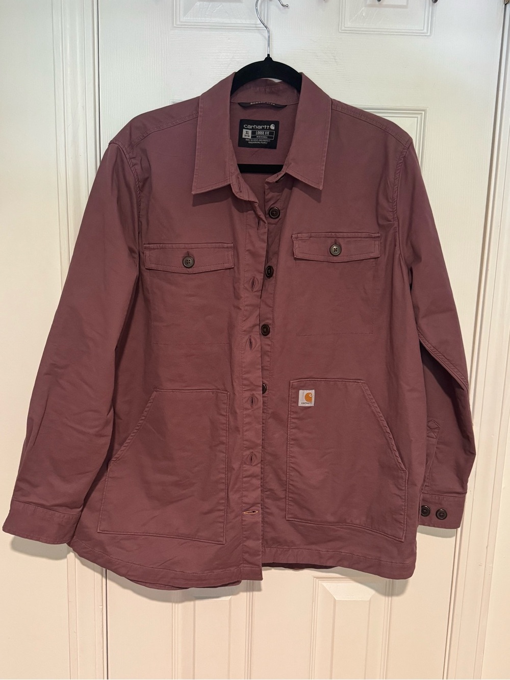 Ladies flannel lined Carhartt Utility Jacket in Mauve. Size XL
